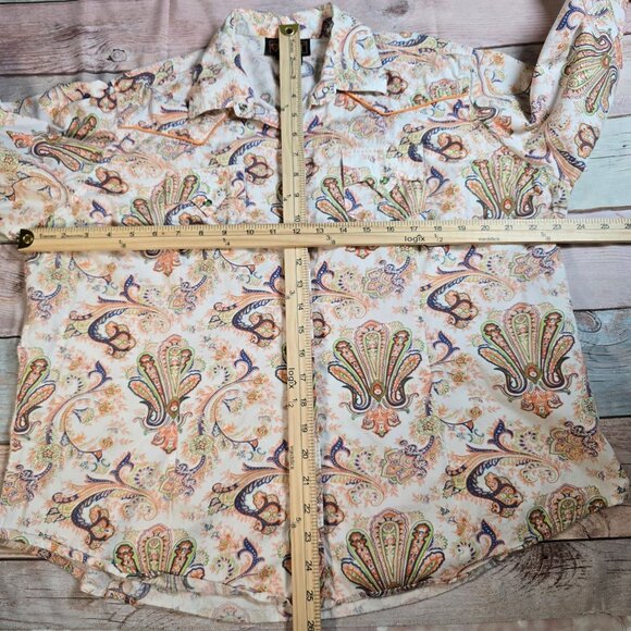 Ariat Paisley Pearl Button Long Sleeve Shirt Womens XL - Picture 7 of 9